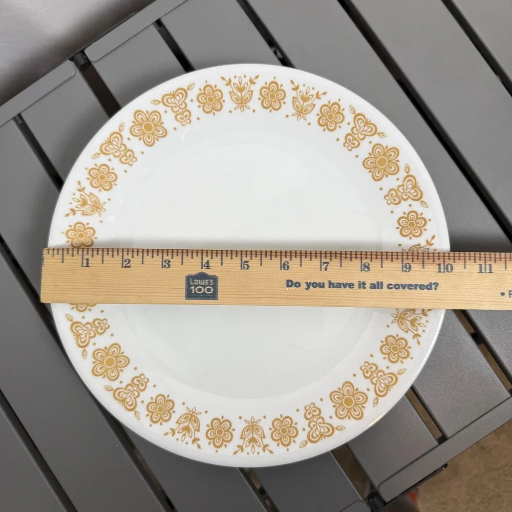 Corelle Butterfly Gold Dinner Plates Set of 4 Vintage Vitrelle Glass 10.25 in